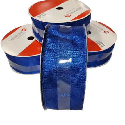 Jumbo Blue Mesh Wired Christmas Ribbon 2.5" x 80 ft