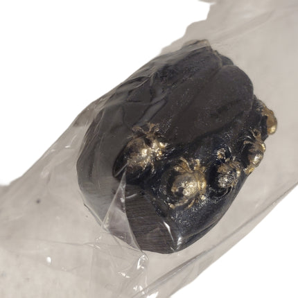 Ashland Mini Halloween Decoration Gold Spiders on Black Pumpkin 1.5 inches