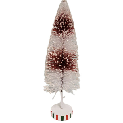 12" Flocked Bottle Brush Christmas Tree Red & White - Ashland