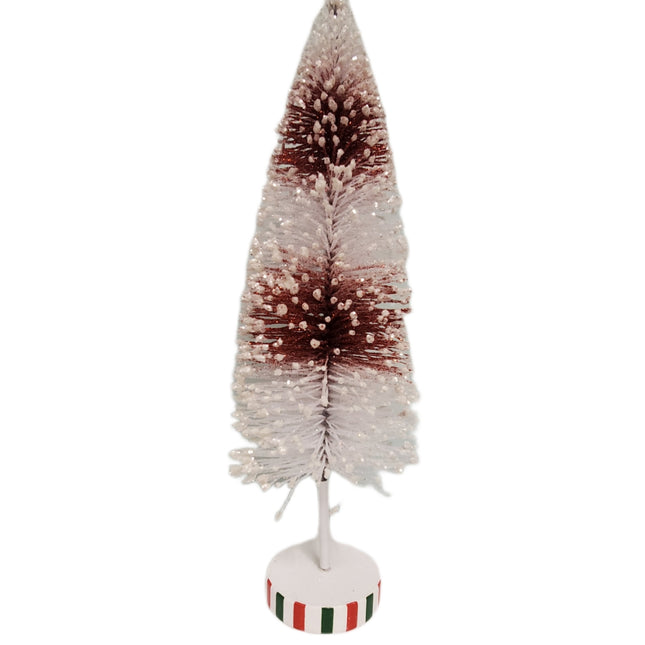 12" Flocked Bottle Brush Christmas Tree Red & White - Ashland
