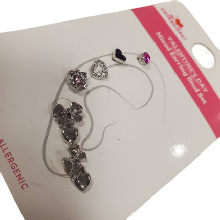 Mixed Earring Stud Set 6-pc Hypo-Allergenic, Celebrate!, Valentine's Day
