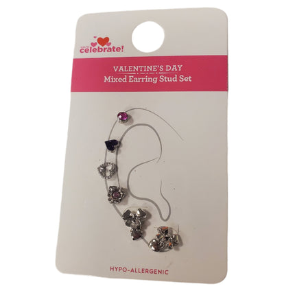 Mixed Earring Stud Set 6-pc Hypo-Allergenic, Celebrate!, Valentine's Day