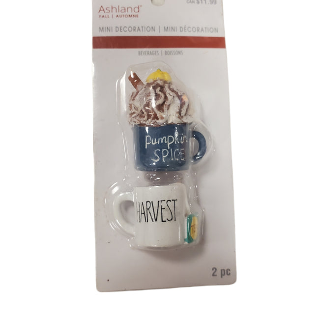 Ashland Fall Mini Decoration Mugs 2-pc Pumpkin Spice & Harvest Tea
