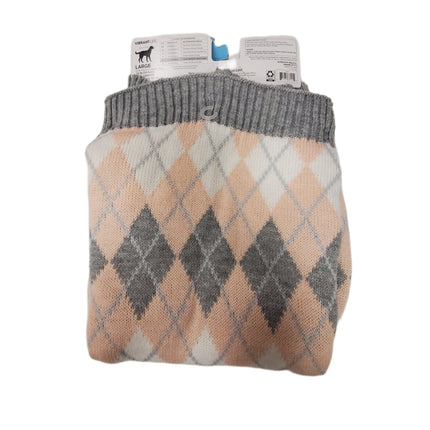 Vibrant Life Pink Argyle Dog Sweater – Large 50-90lbs