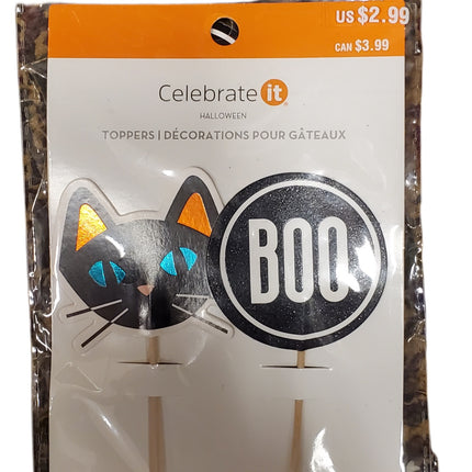 Halloween BOO & Cat Cupcake Toppers - 12pc Set