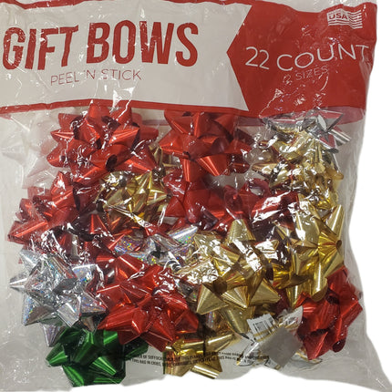 Peel & Stick Gift Bows - 24 Count, 2 Sizes, USA Made