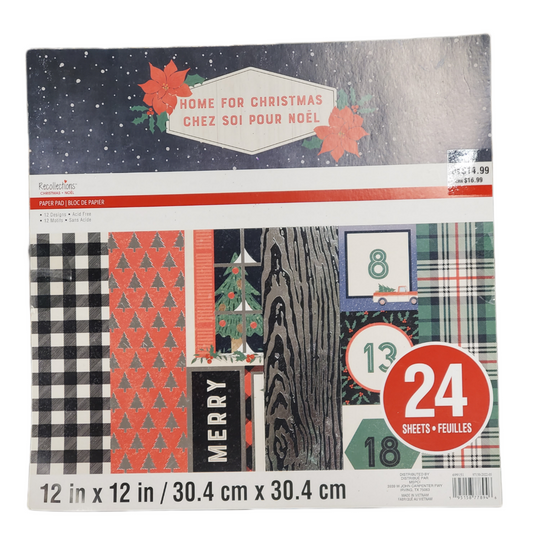 RECOLLECTIONS 12 DESIGNS CHRISTMAS PAPER PAD 24 SHEETS 12" X 12"