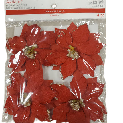 Red Poinsettia Floral Accent Home Decor