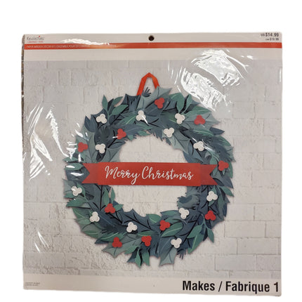 RECOLLECTIONS CHRISTMAS PAPER WREATH DECOR KIT 14 in
