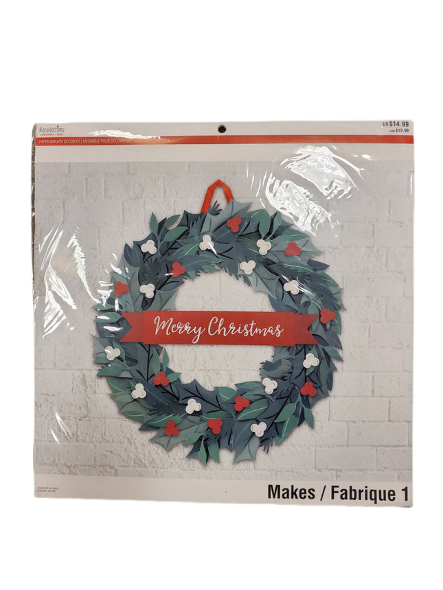 RECOLLECTIONS CHRISTMAS PAPER WREATH DECOR KIT 14 in