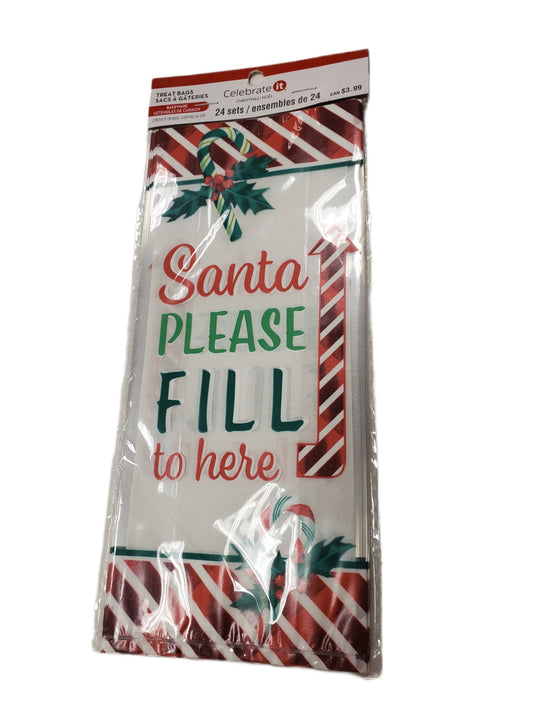 Celebrate It Christmas Treat Bags 24 Sets, Santa Please Fill To Here