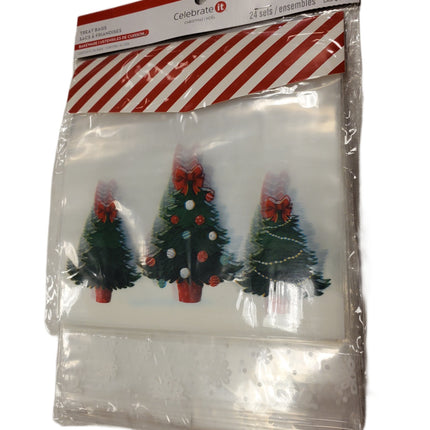 Christmas Treat Bags 24pc - Trees, Snowflake, Stripes