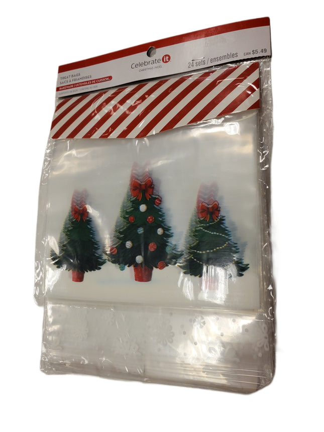 Christmas Treat Bags 24pc - Trees, Snowflake, Stripes