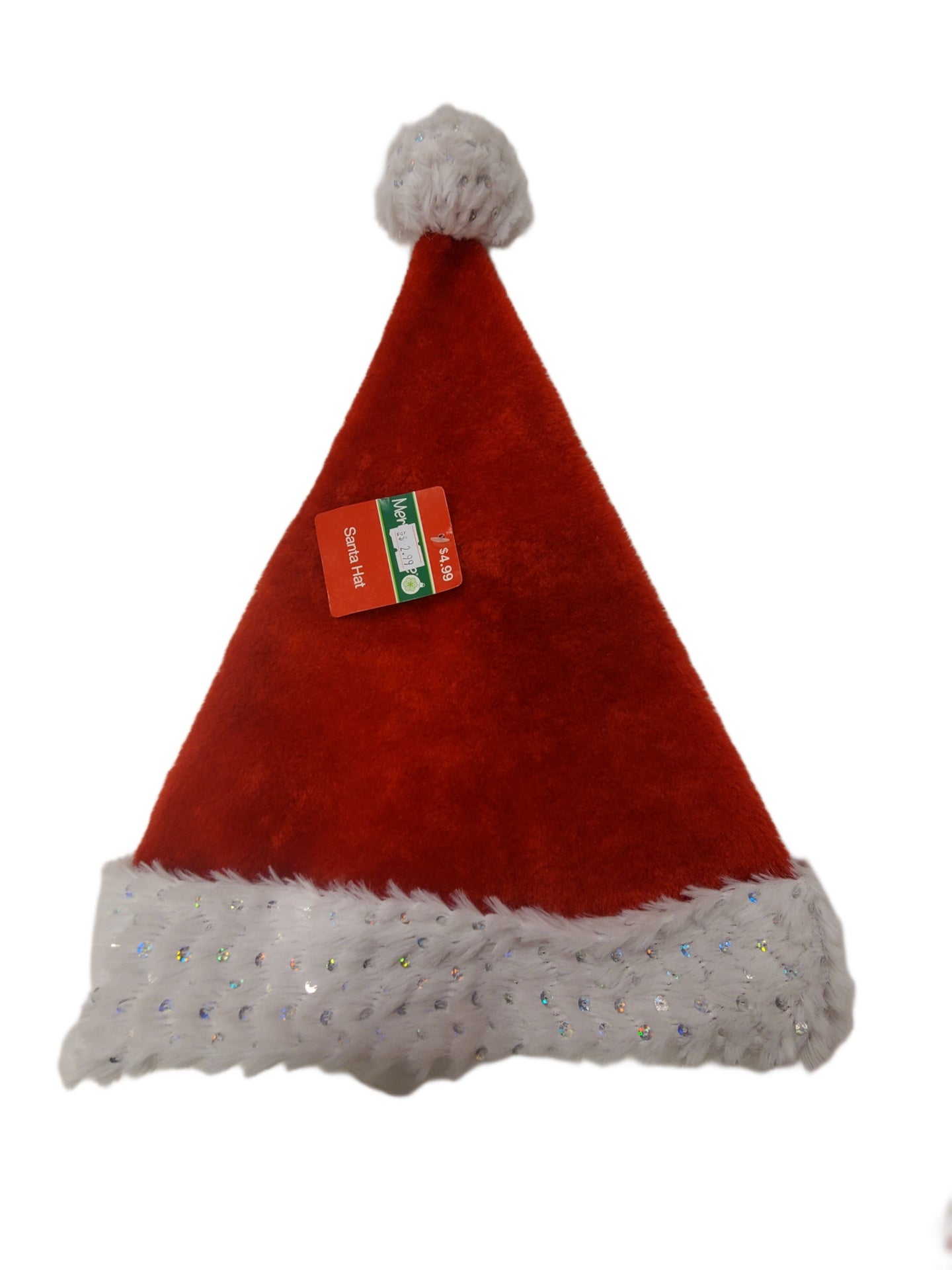 Santa Hat Red with Sparkles on the White Trim