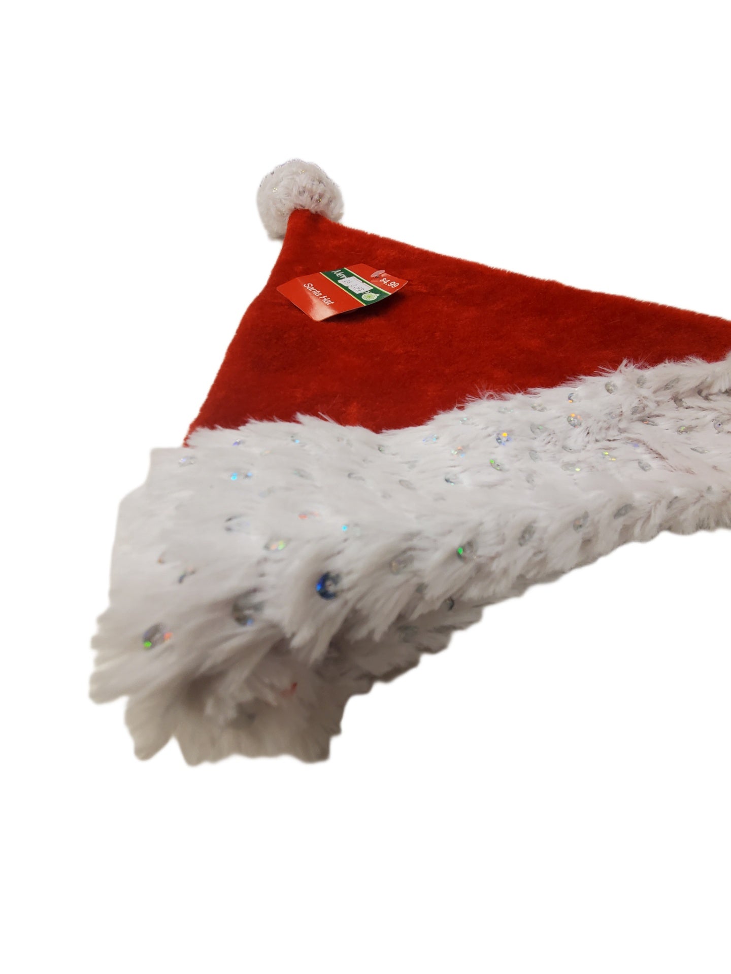 Santa Hat Red with Sparkles on the White Trim