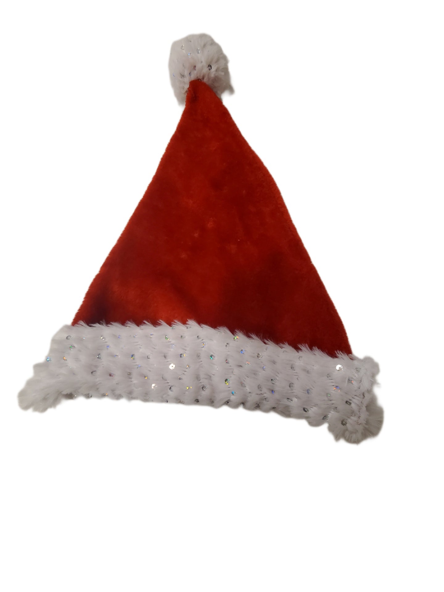 Santa Hat Red with Sparkles on the White Trim