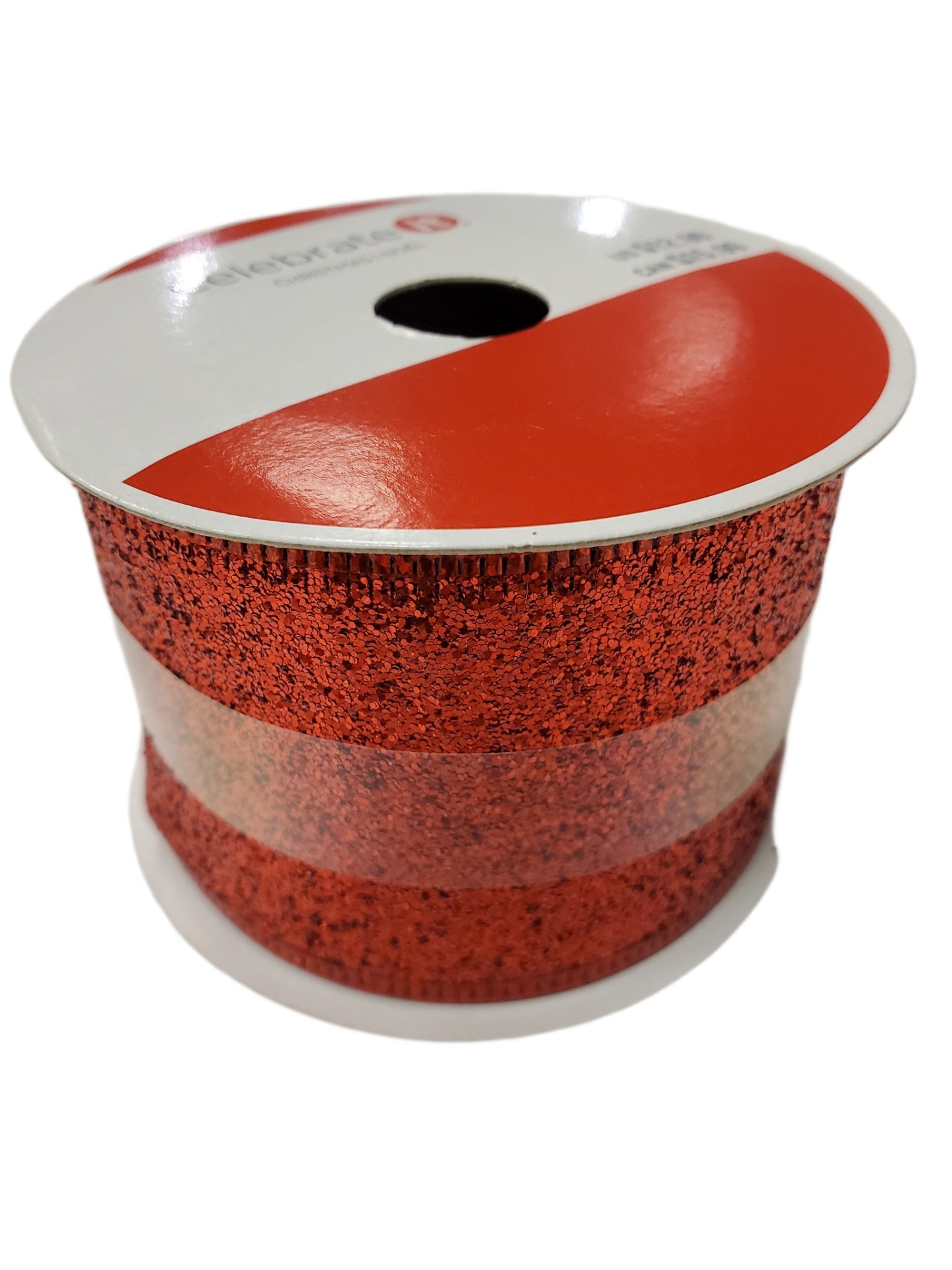 Celebrate it Christmas Ribbon Red Glitter