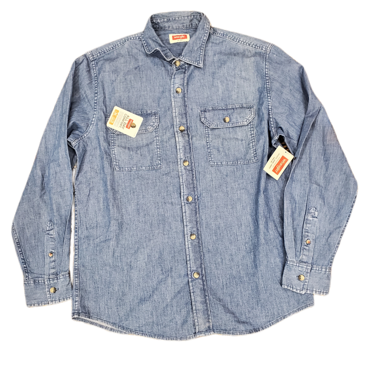 WRANGLER (M) ALL DAY COMFORT FLEX  BOTTON UP SHIRT  DENIM