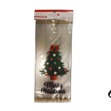 Food Safe Treat Bags with Ties Merry Christmas 24 Sets