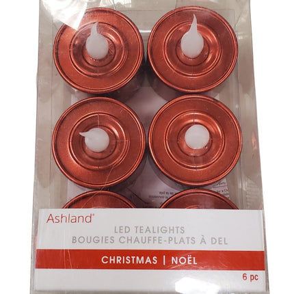 Red LED Christmas Tealight Candles, 6-Pack