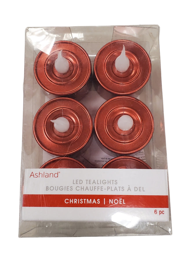 Red LED Christmas Tealight Candles, 6-Pack