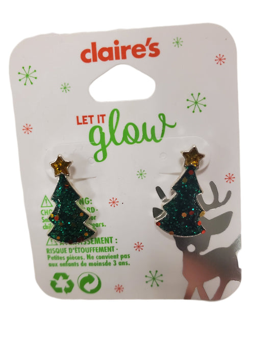 Claire's Let It Glow Christmas Glittery Tree Earings