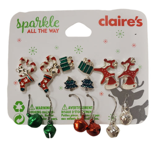 Claire's Let It Glow Christmas Stud Earrings 9 Pairs Pack NWT