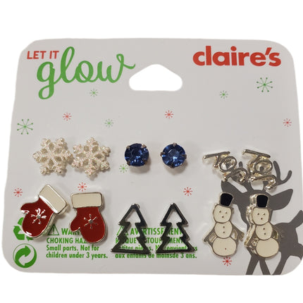 Christmas Stud Earrings 6-Pack - Claire's Let It Glow
