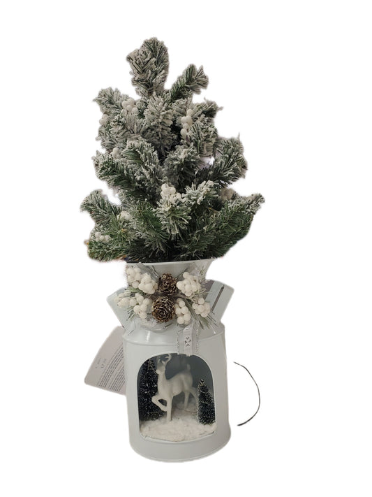 Ashland Designer Premium Floral Snowy Pine LED Tabletop Decor