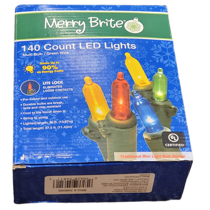 Indoor/Outdoor Christmas Lights, 36ft, 140 LEDs