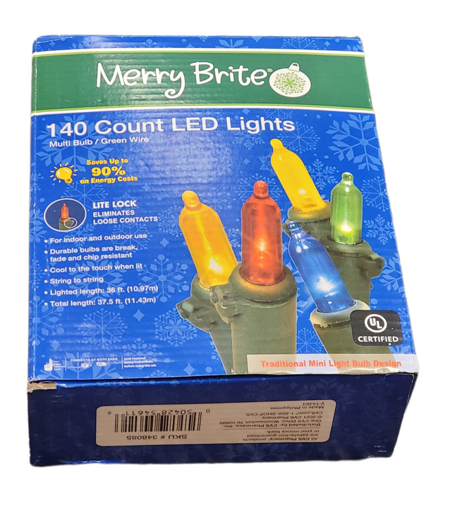 Indoor/Outdoor Christmas Lights, 36ft, 140 LEDs