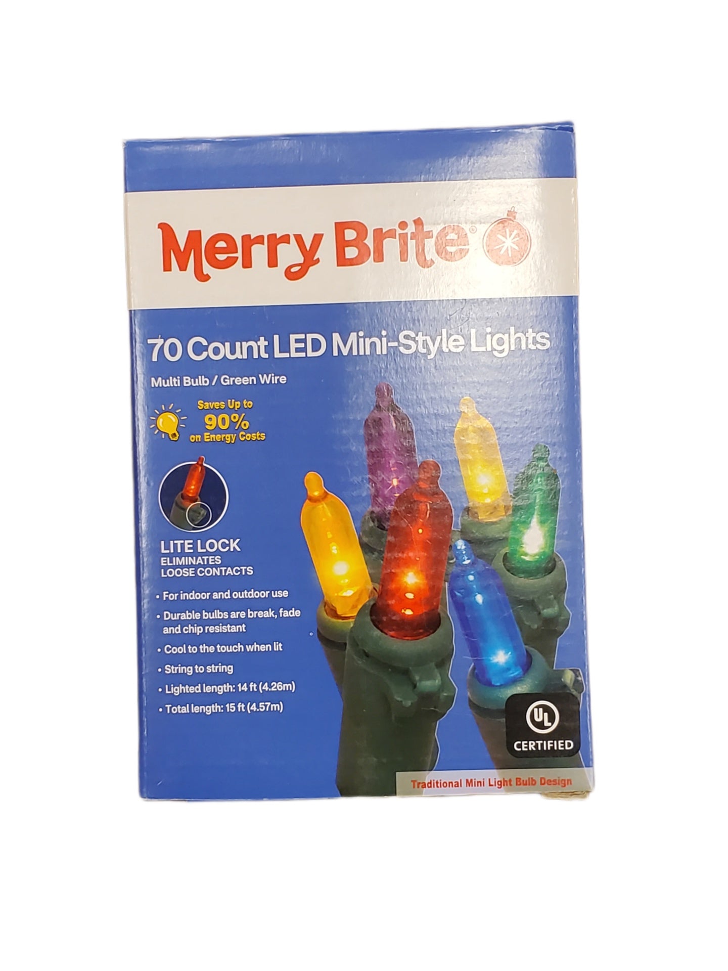 CHRISTMAS LIGHTS INDOOR-OUTDOOR 14 LIGHTED FEET 70 LEDS