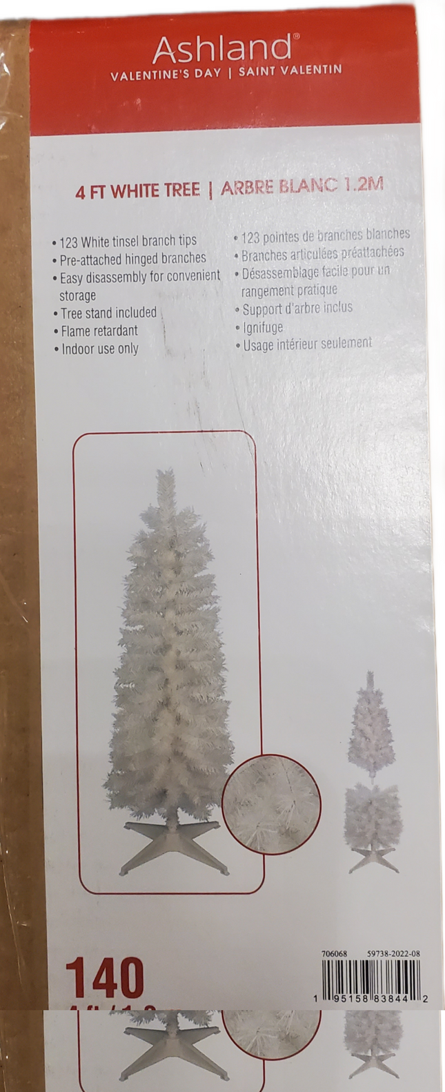 4ft White Artificial Christmas Pencil Tree