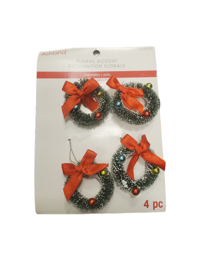 Ashland Floral 4 Mini Christmas Wreaths Set