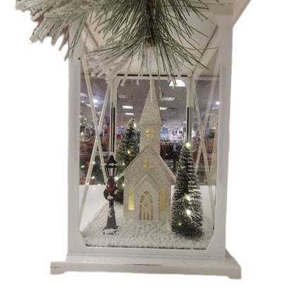 White LED Christmas Lantern – Large Tabletop Decor