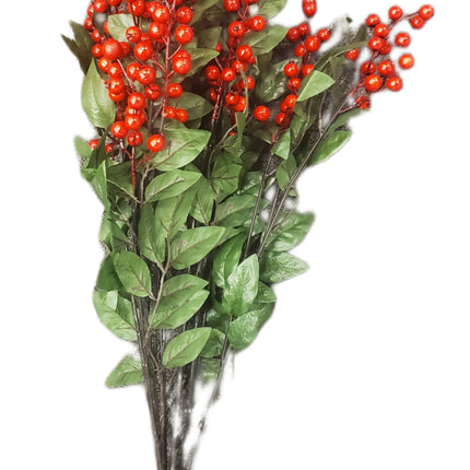 24" Ashland Berry & Leaf Holiday Bush Decor