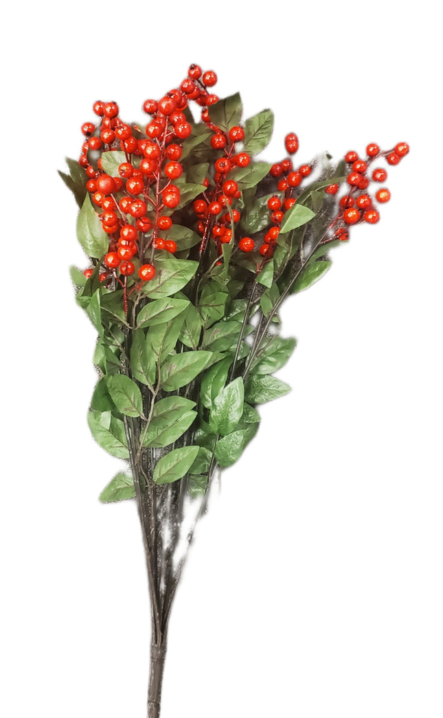 24" Ashland Berry & Leaf Holiday Bush Decor