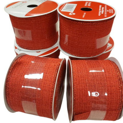 Celebrate It Wired Ribbon 2.5" x 20ft Red Glitter