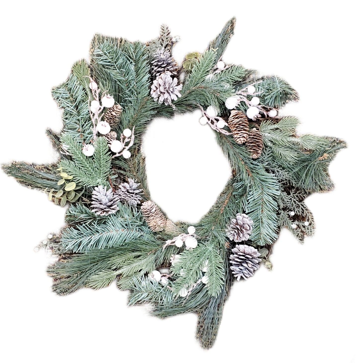 ASHLAND WHITE BERRY & PINE CHRISTMAS WREATH