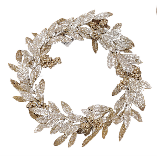 Ashland 16" Christmas Wreath with Gold Leaf & Berries