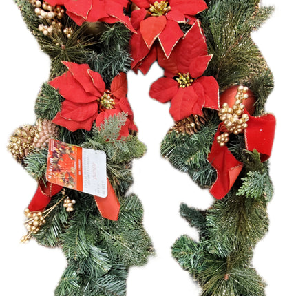 6ft Ashland Poinsettia Centerpiece Garland