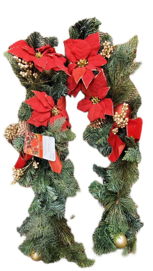 ASHLAND CENTER PIECE GARLAND POINSETTIA 6ft