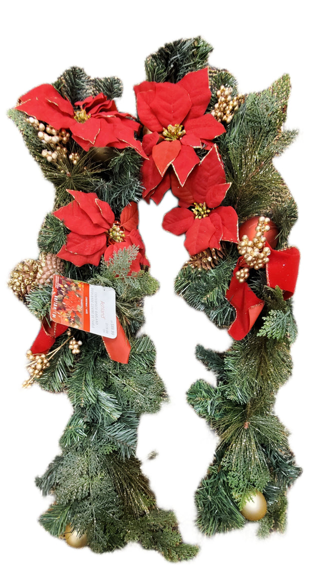 6ft Ashland Poinsettia Centerpiece Garland