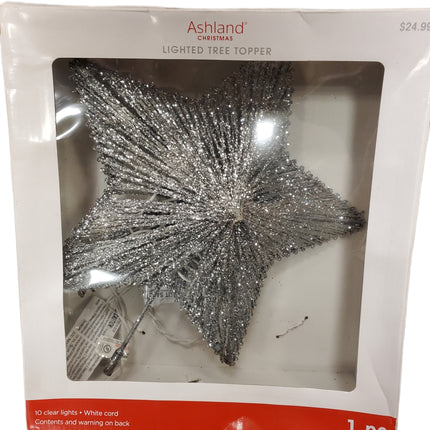 Ashland Silver Tree Topper – 10 Clear Lights Christmas