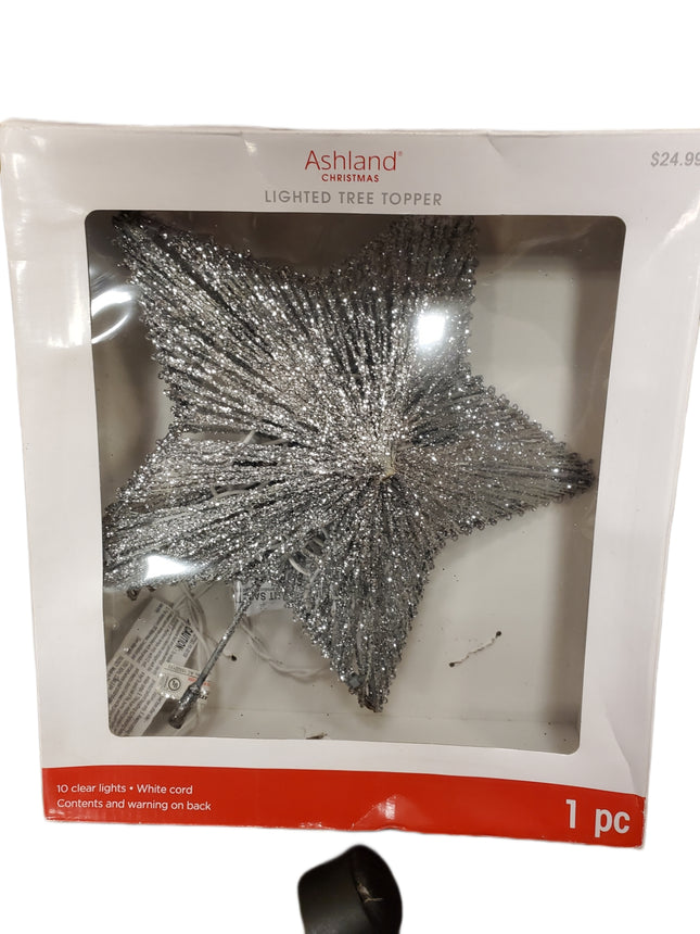 Ashland Silver Tree Topper – 10 Clear Lights Christmas