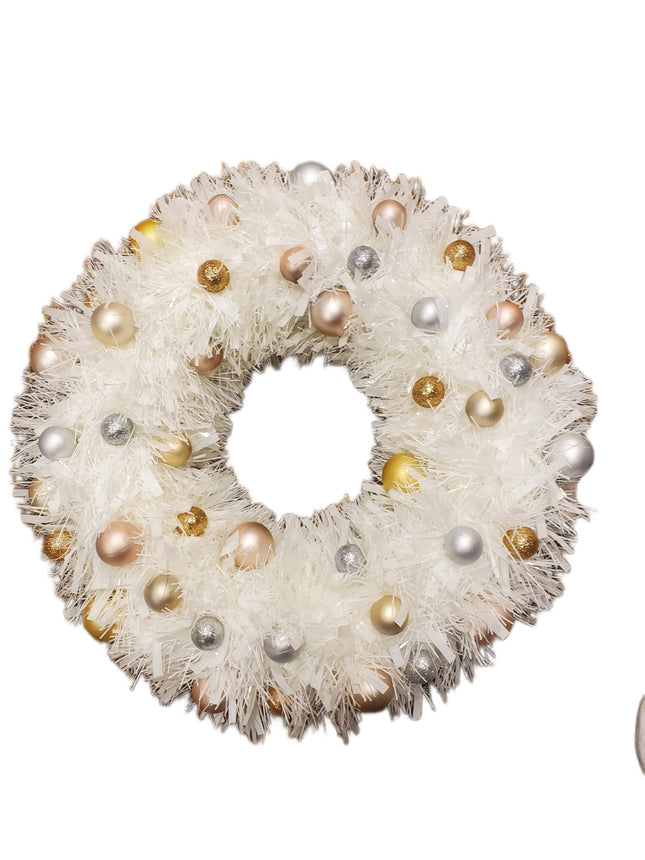 White Tinsel Christmas Wreath by Ashland