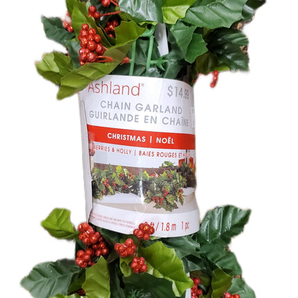 Red Berry & Holly Chain Garland - 6ft Home Decor