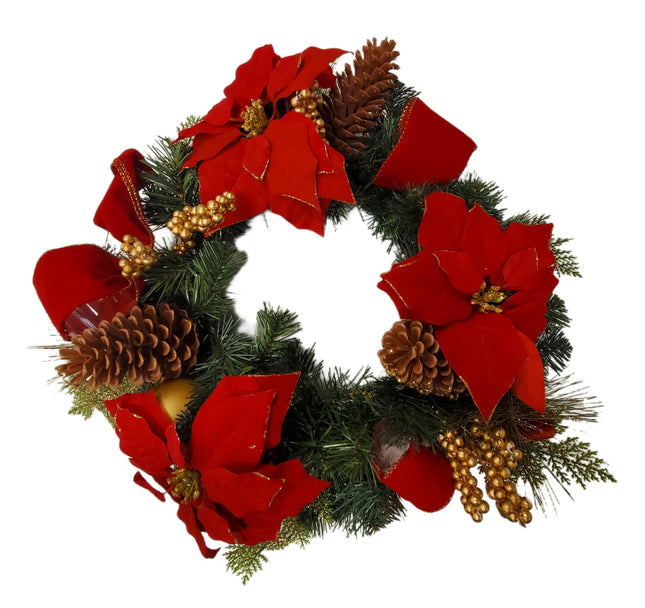 Premium Floral Christmas Poinsettia and Gold Accent Wreath by Ashland Decor