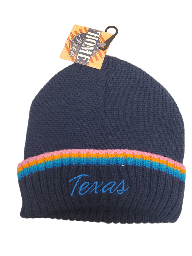HOME FREE TEXAS BEANIE WOMANS TONAL STATE STRIPE BLUE
