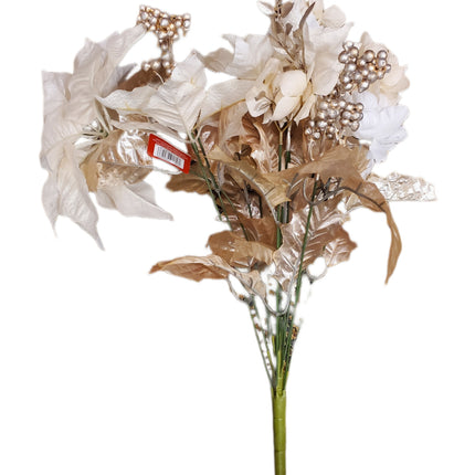 Champagne Peony & Poinsettia Christmas Floral Bush